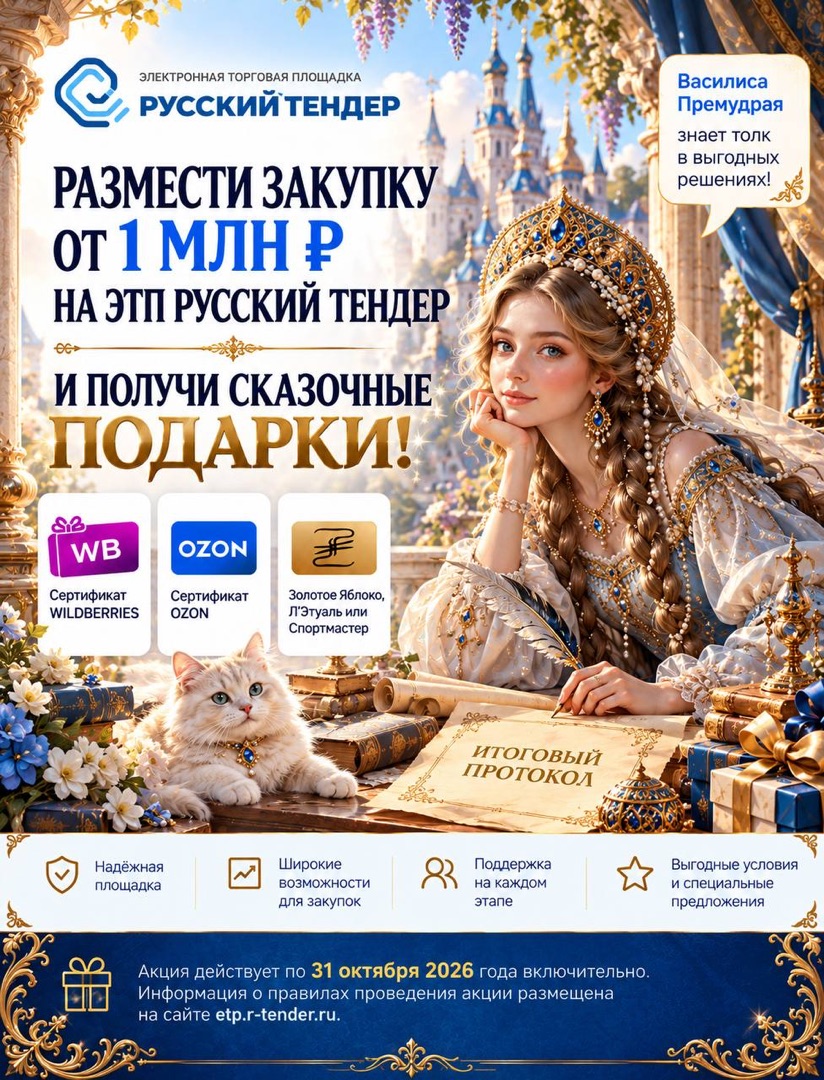 Размести закупку от 1 млн Р — и получи сказочные подарки!
